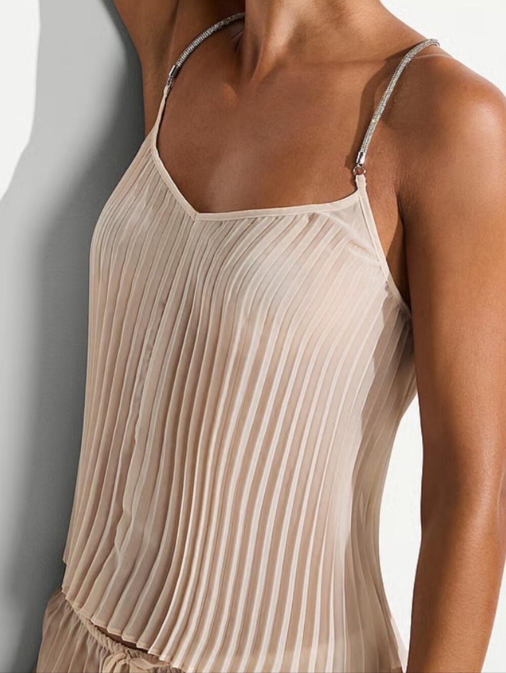 Victoria's Secret Swim Beachwear Shine Rope Pleated Chiffon Top Sz Med NWT